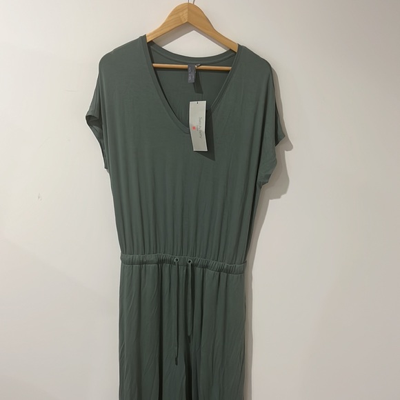 NEW • Sweaty Betty • Take It Easy Jumpsuit Short Sleeves Cinched Waist Green Sm - Picture 4 of 6